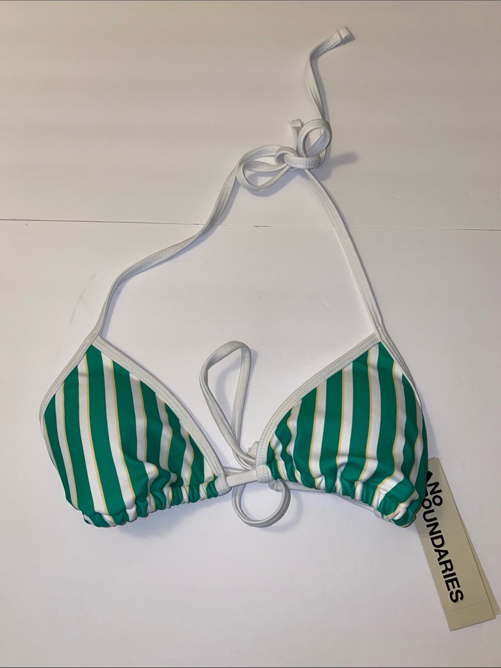 No Boundaries Sporty Striped Side Tie Bikini Top SMALL